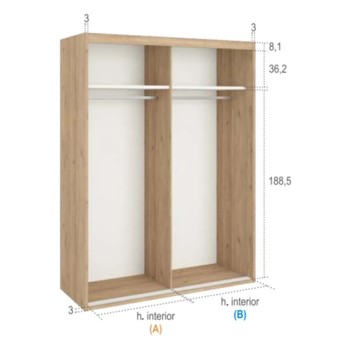 Online MyMobel Armario de 2 puertas correderas JAIDEN A06