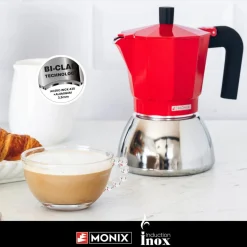 Discount MyMobel CAFETERA ITALIANA MONIX M863106 INDUCTION INOX 6 TAZAS RED