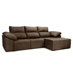 Best MyMobel Chaiselongue relax eléctrico BOLTO Derecha vista de frente Tela chocolate