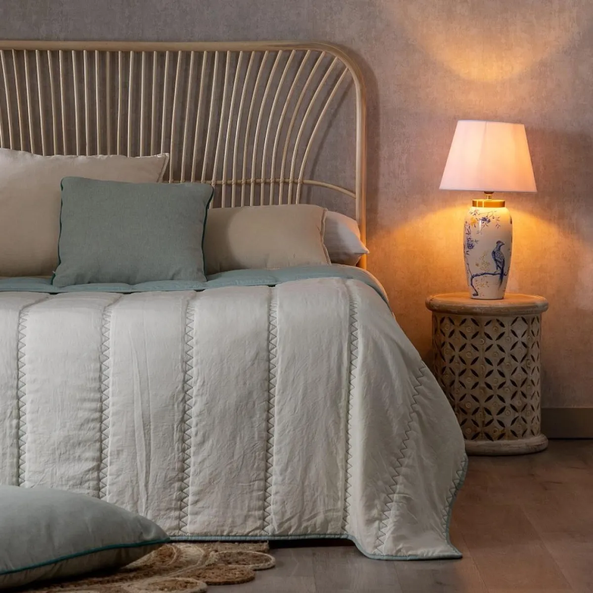 Sale MyMobel Colcha reversible crema-azul microfibra 270 x 280 cm