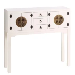 Clearance MyMobel Consola 4 puertas y 3 cajones blanco 95 x 26 x 90 cm