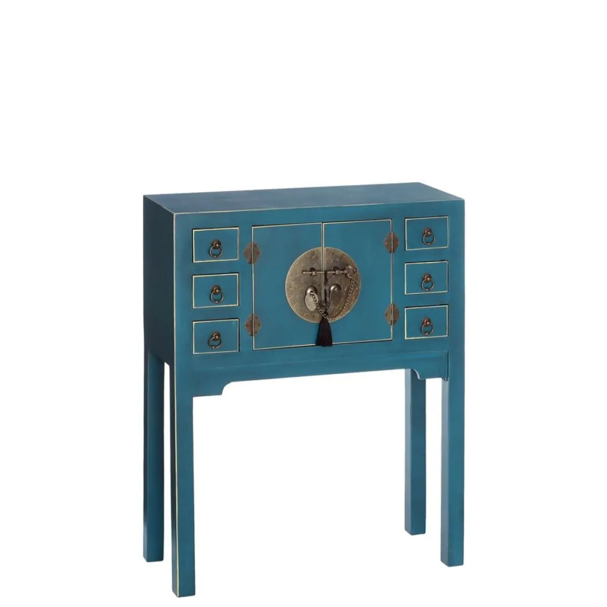 Fashion MyMobel Consola 2 puertas y 6 cajones azul dm 63 x 26 x 80 cm