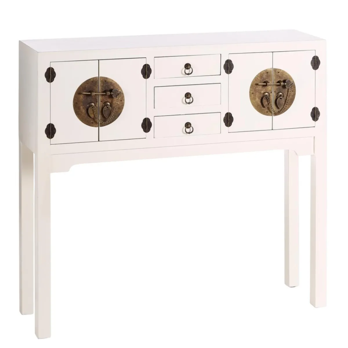 Clearance MyMobel Consola 4 puertas y 3 cajones blanco 95 x 26 x 90 cm