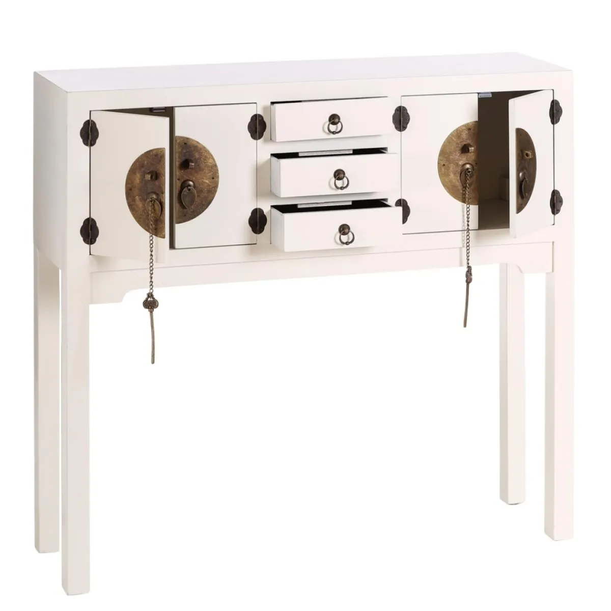 Clearance MyMobel Consola 4 puertas y 3 cajones blanco 95 x 26 x 90 cm