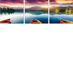 Best MyMobel cuadro tríptico BARCA EN EL LAGO