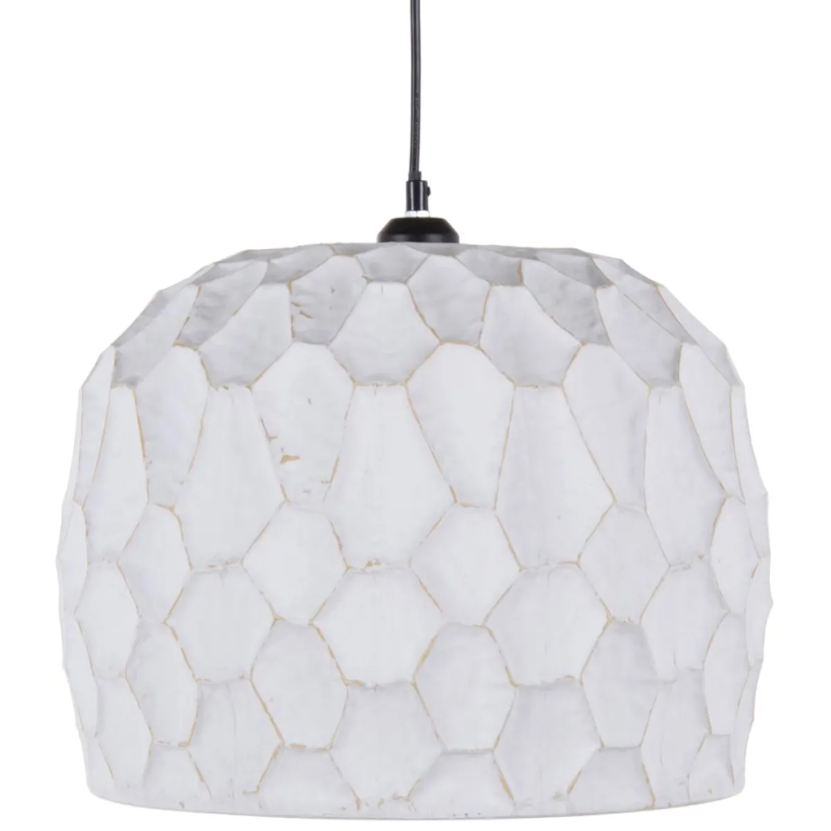 Discount MyMobel Lámpara techo blanco rozado metal 35,50 x 35,50 x 29,50 cm