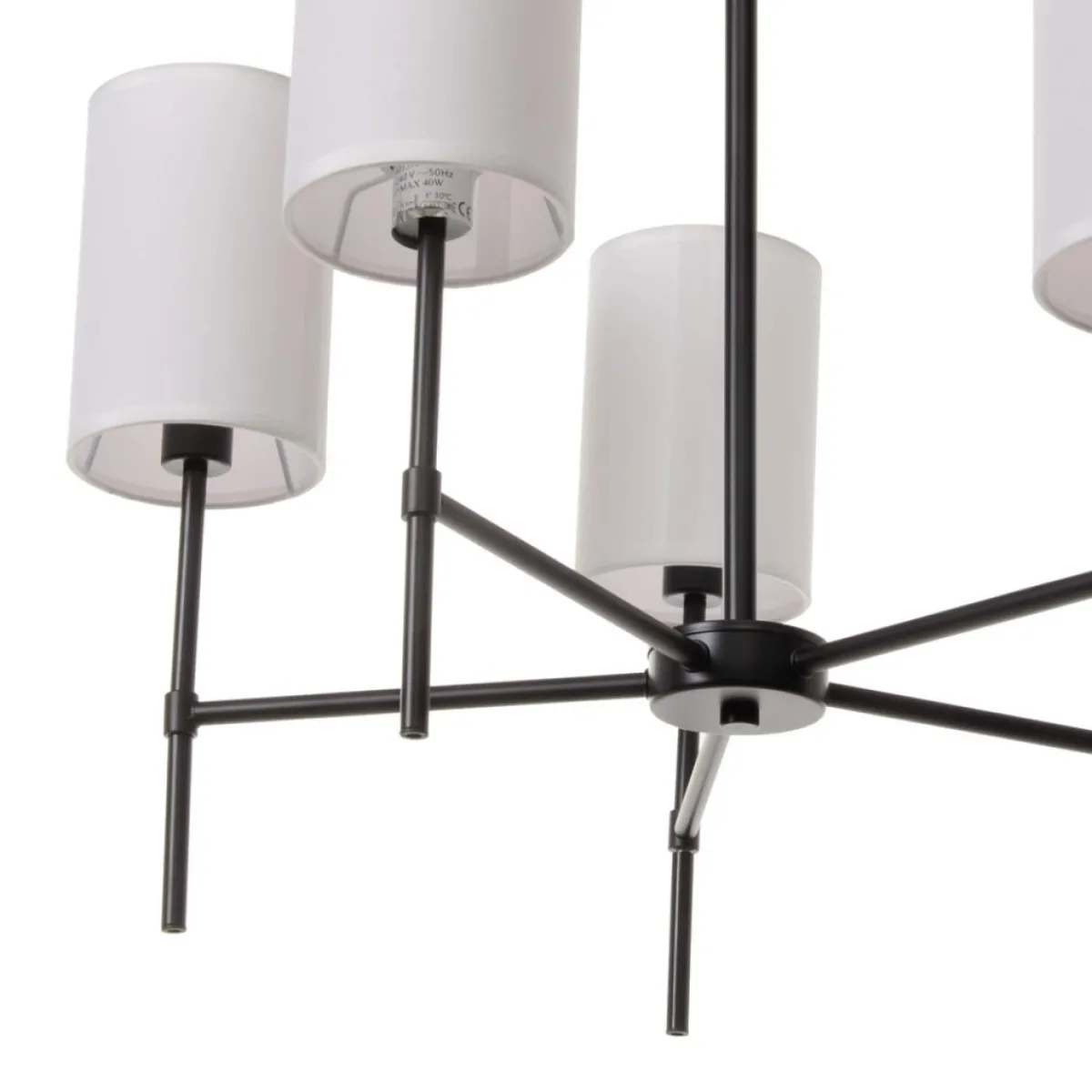 Online MyMobel Lámpara techo blanco-negro tejido-metal 64 x 64 x 38 cm