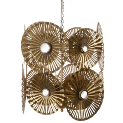 Fashion MyMobel Lámpara techo oro metal iluminación 47,50 x 47,50 x 56 cm