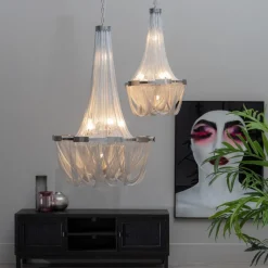 Discount MyMobel Lámpara techo plata metal iluminación 80 x 80 x 120 cm