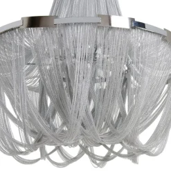 Discount MyMobel Lámpara techo plata metal iluminación 80 x 80 x 120 cm