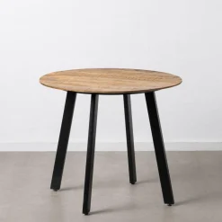 Hot MyMobel Mesa comedor natural-negro madera-hierro 90 x 90 x 77 cm