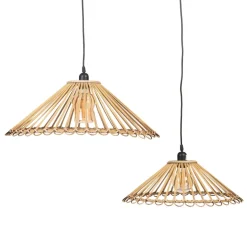 Best MyMobel S-2 lámpara techo natural bambú 57 x 57 x 20,50 cm