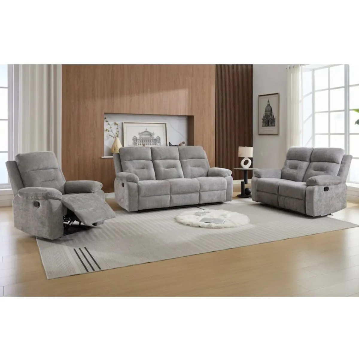 Online MyMobel Sofa 2 plazas relax manual tela gris modelo EVERLY