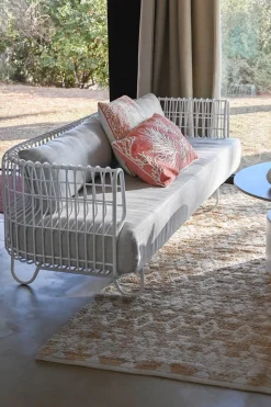 Online MyMobel Sofa metal poliester 180x66x66 blanco