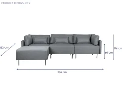 Sale MyMobel Sofa poliester metal 276x152,5x84 gris