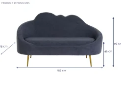 Fashion MyMobel Sofa poliester metal 155x75x92 nube borreguito