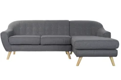 Fashion MyMobel Sofa poliester rubberwood 230x144x84 3 plazas gris