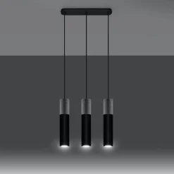 Clearance MyMobel Sollux Lámpara colgante BORGIO 3L negra