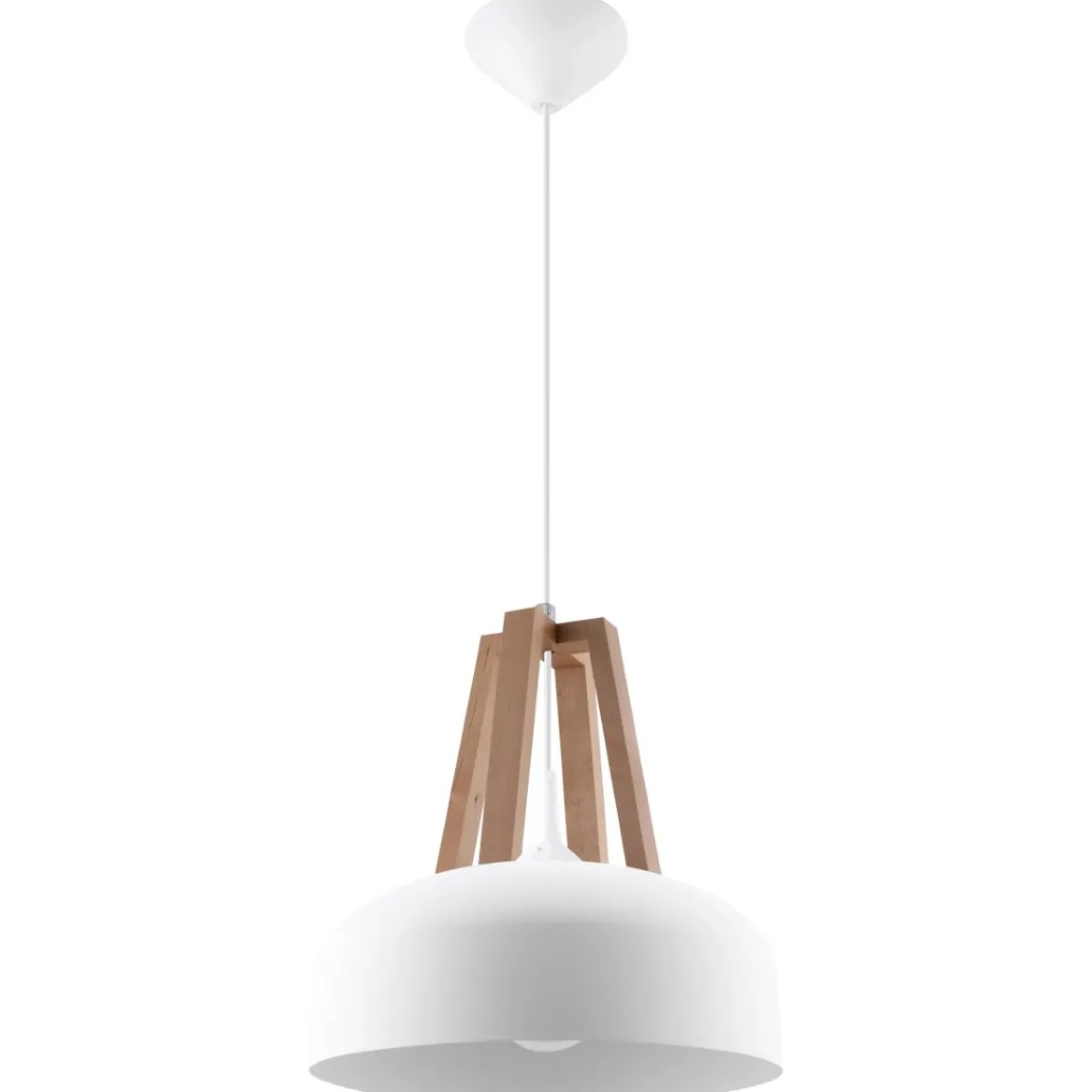 Hot MyMobel Sollux Lámpara colgante CASCO blanco/madera natural