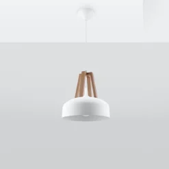 Hot MyMobel Sollux Lámpara colgante CASCO blanco/madera natural