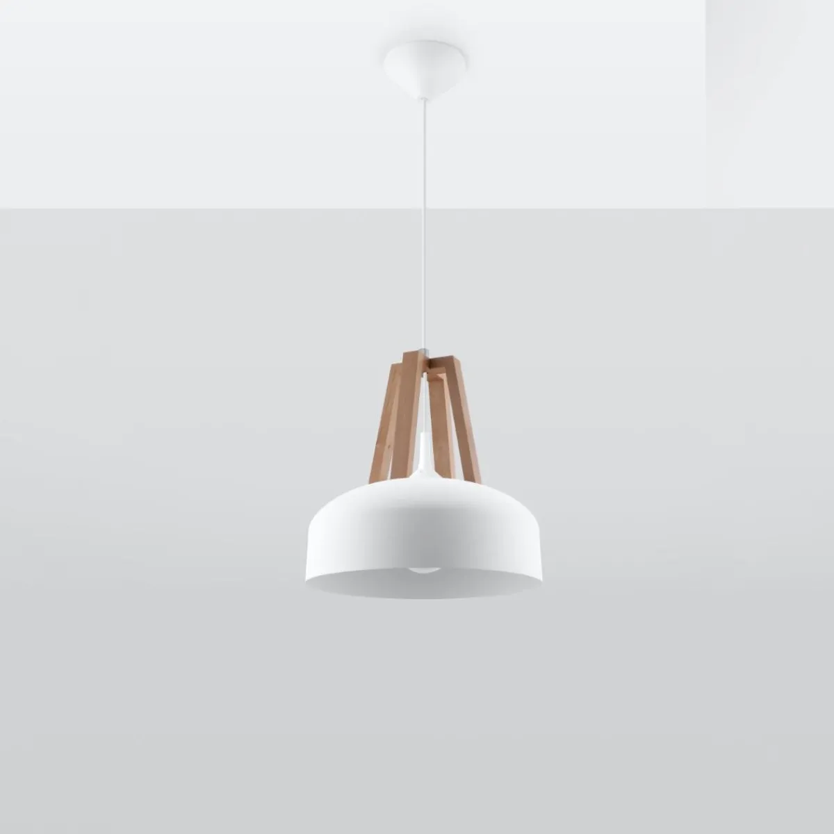 Hot MyMobel Sollux Lámpara colgante CASCO blanco/madera natural