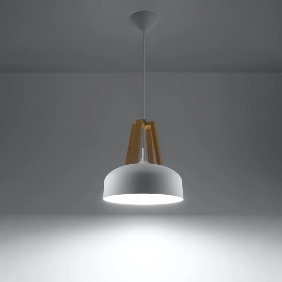 Hot MyMobel Sollux Lámpara colgante CASCO blanco/madera natural