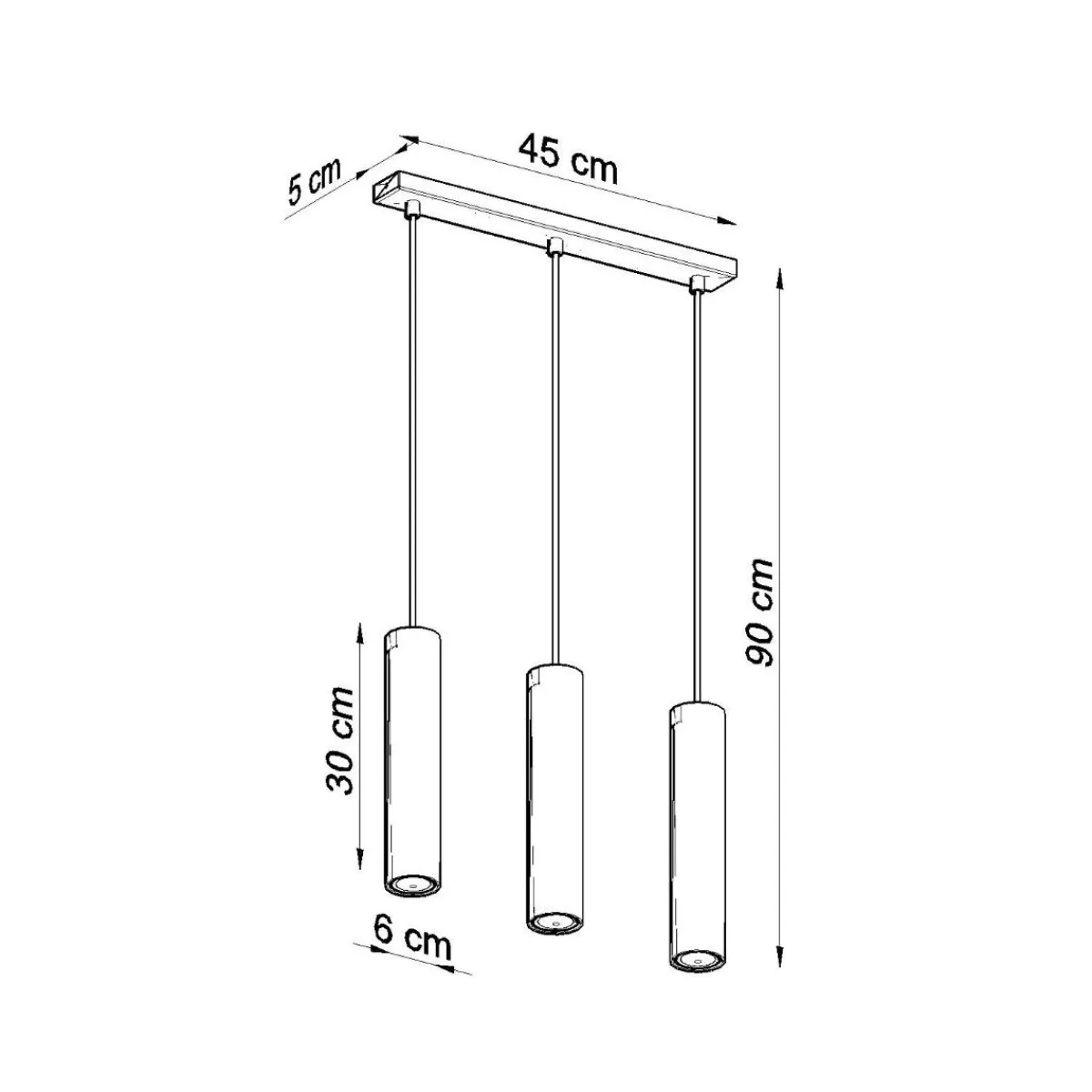 Outlet MyMobel Sollux Lámpara colgante LAGOS 3L blanca