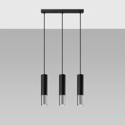 Hot MyMobel Sollux Lámpara colgante LOOPEZ 3L negro/cromo