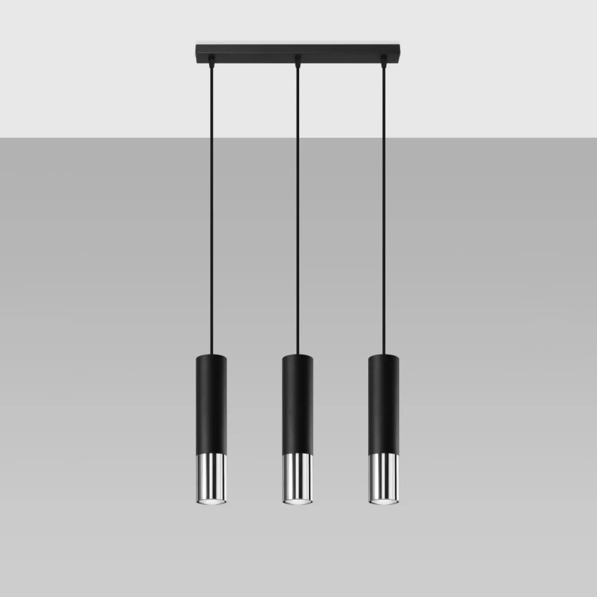 Hot MyMobel Sollux Lámpara colgante LOOPEZ 3L negro/cromo
