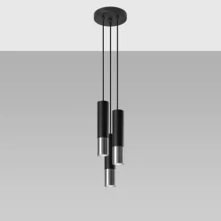 Sale MyMobel Sollux Lámpara colgante LOOPEZ 3P negro/cromo