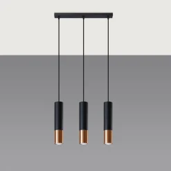 Hot MyMobel Sollux Lámpara colgante LOOPEZ 3L negro/cobre