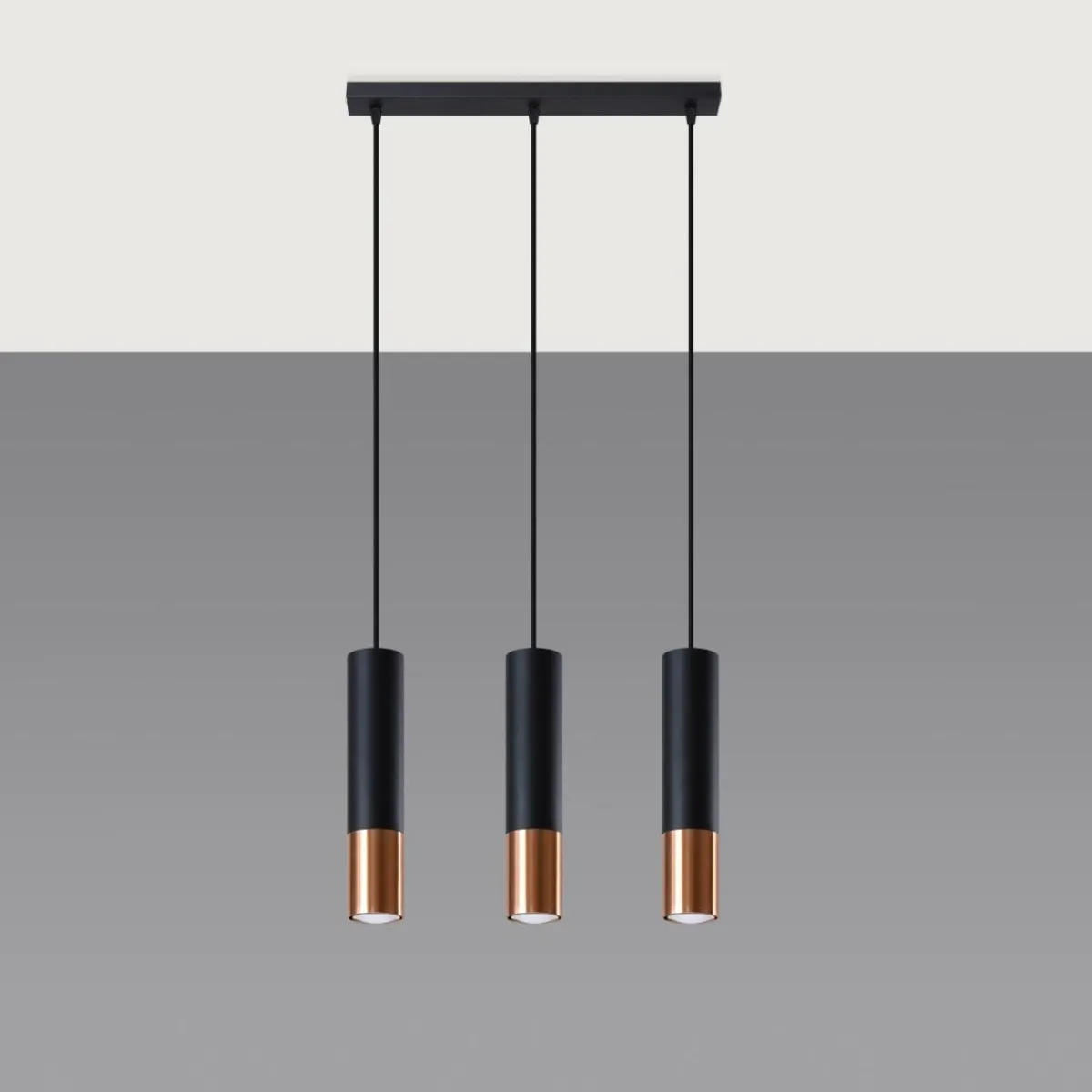 Hot MyMobel Sollux Lámpara colgante LOOPEZ 3L negro/cobre