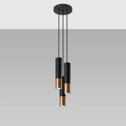 Fashion MyMobel Sollux Lámpara colgante LOOPEZ 3P negro/cobre