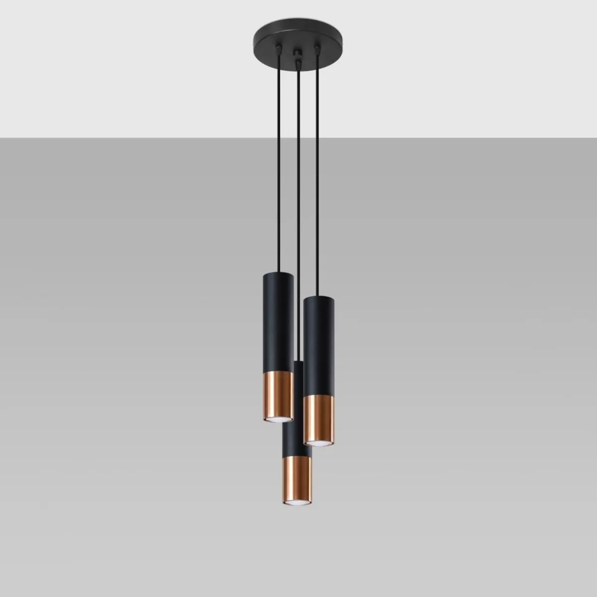Fashion MyMobel Sollux Lámpara colgante LOOPEZ 3P negro/cobre