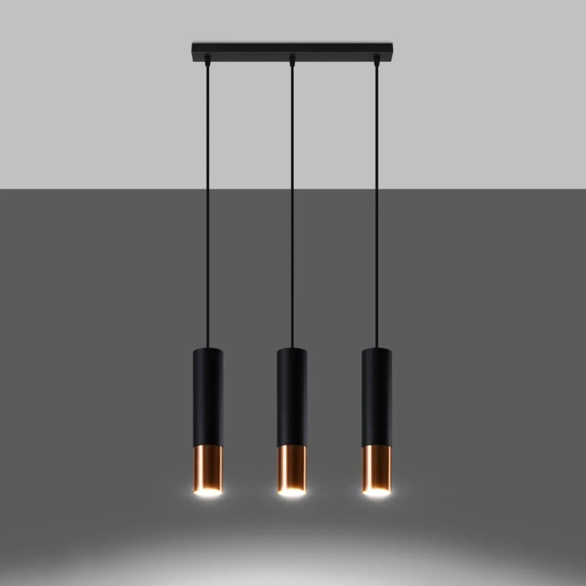 Hot MyMobel Sollux Lámpara colgante LOOPEZ 3L negro/cobre