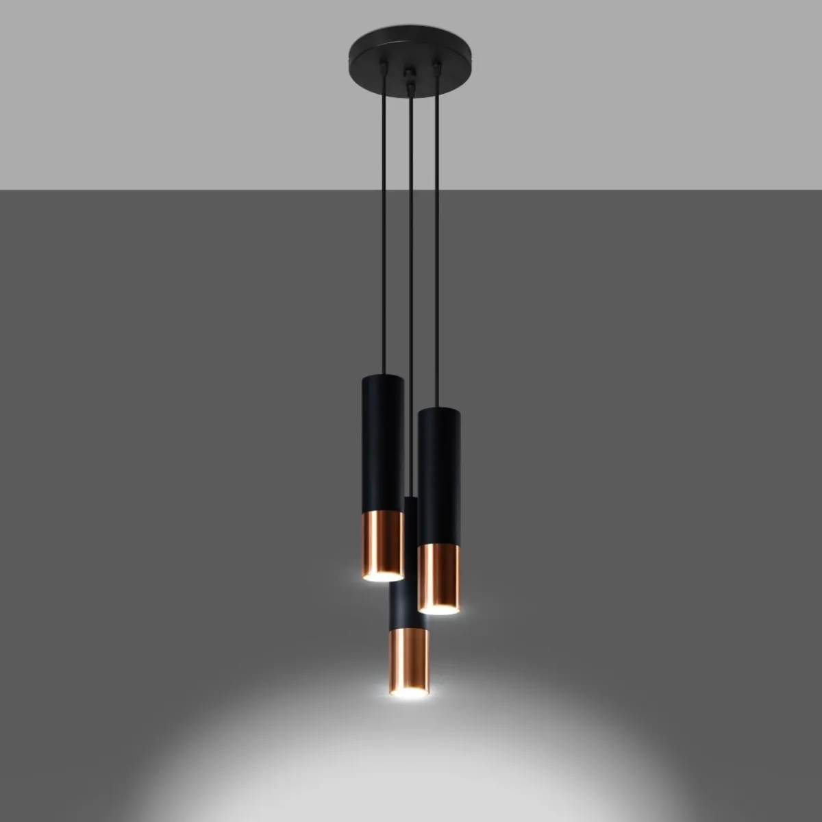 Fashion MyMobel Sollux Lámpara colgante LOOPEZ 3P negro/cobre