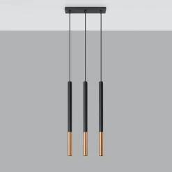 Online MyMobel Sollux Lámpara colgante MOZAICA 3L negro/cobre