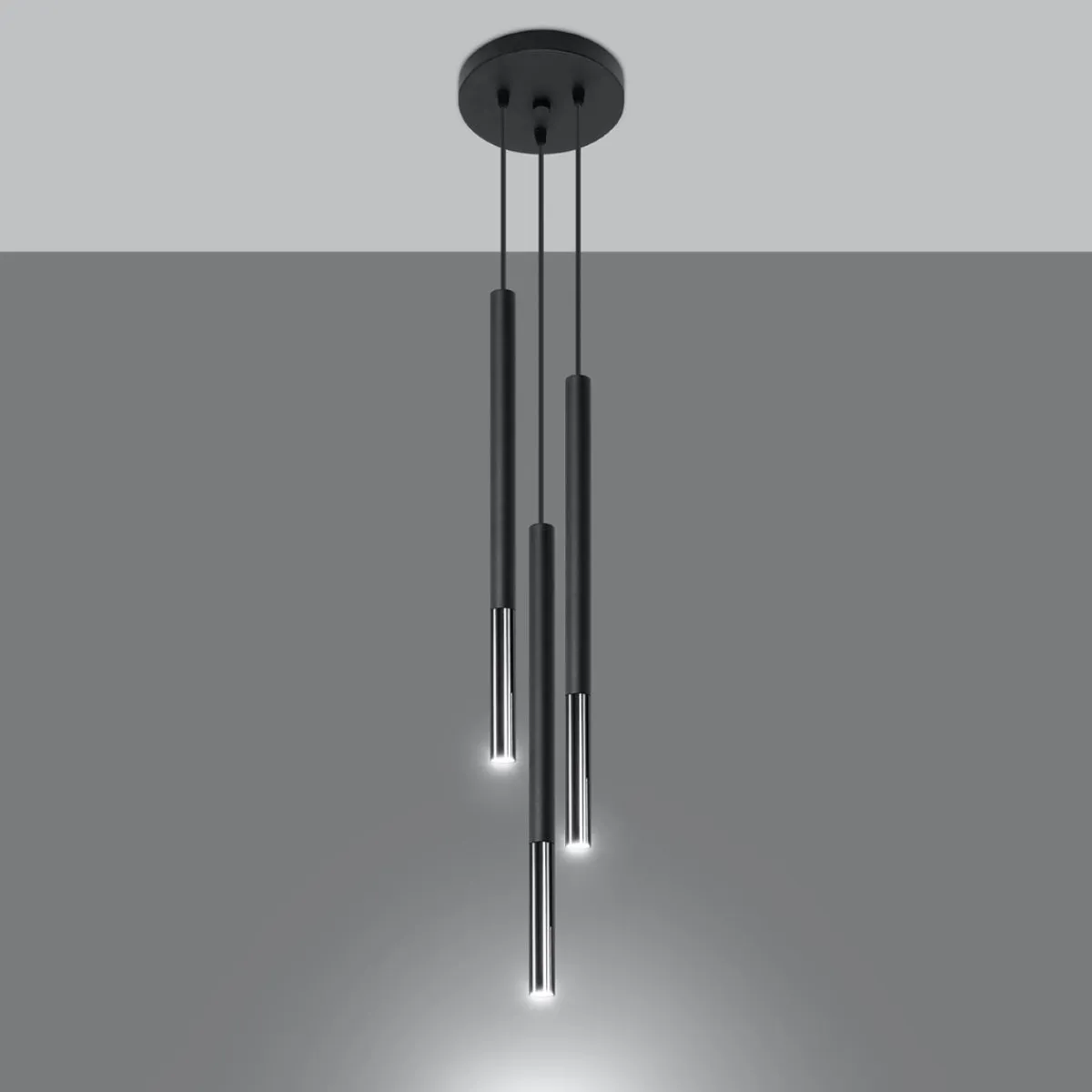 Outlet MyMobel Sollux Lámpara colgante MOZAICA 3P negro/cromo
