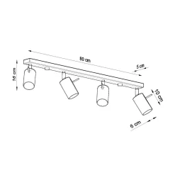 Clearance MyMobel Sollux Lámpara de techo RING 4L gris