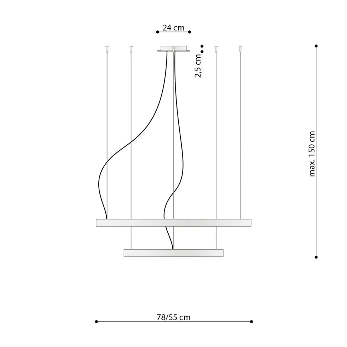 Sale MyMobel Sollux Lámpara RIO 2 55/78 LED dorado 4000K 4000K